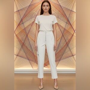 INTERMIX Jolie Cream Faux Leather Pants, size 8